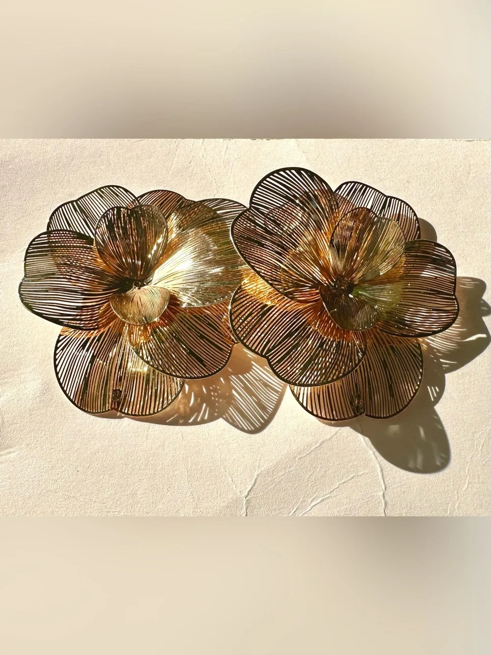 Gold Floral Glass Decorative Accent Pair